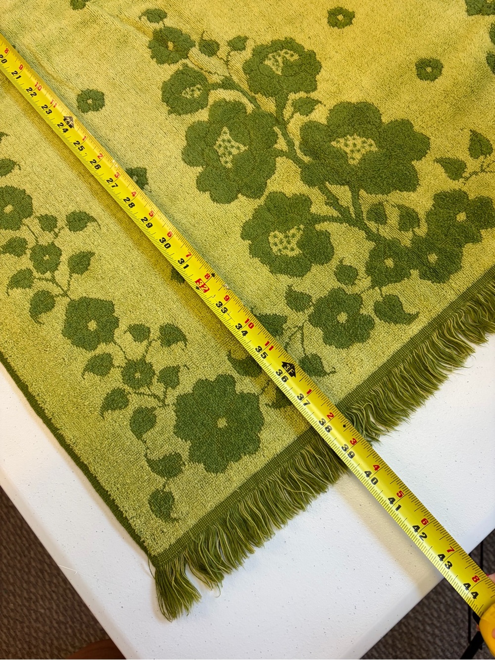Vintage Mid Century Green Bath Towel Set Fringe Cannon Retro Mod Decor 1970s - Picture 7 of 10